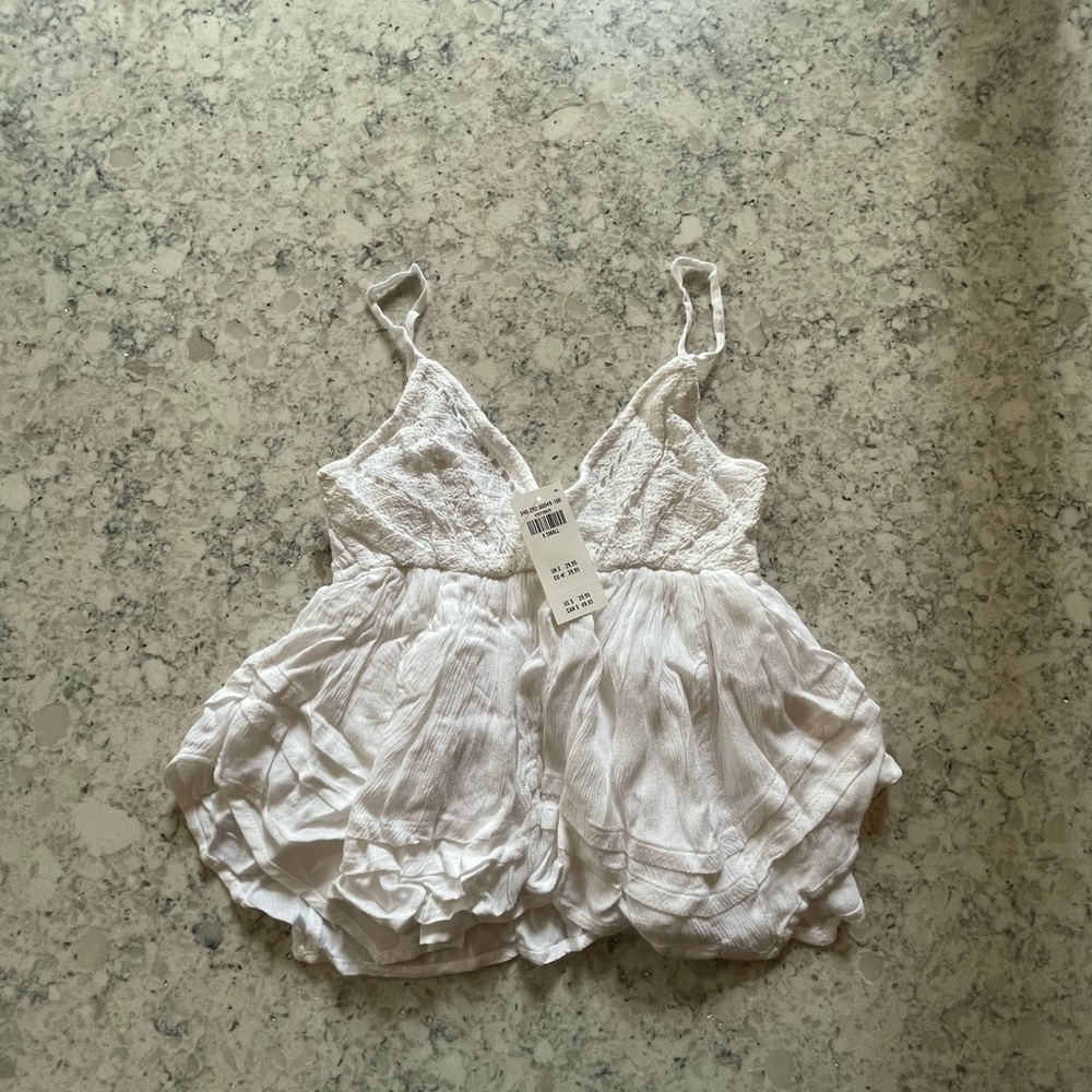 White Hollister Babydoll Tank NEW w/ Tags!